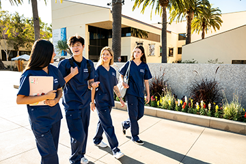 nursing studnets walking on the malibu campus