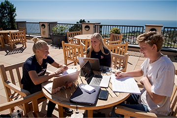 Pepperdine students studying outside