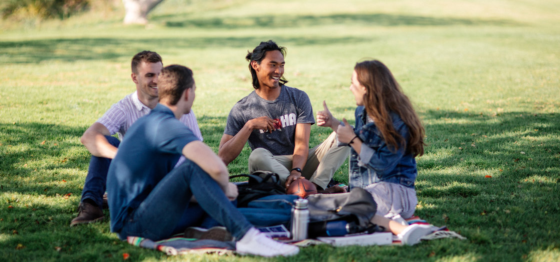 student on lawn